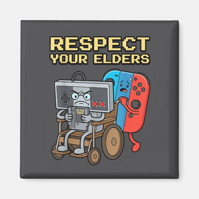 Aimant Respect Your Elders Retro Gaming Funny Gamer Contr (Devant)
