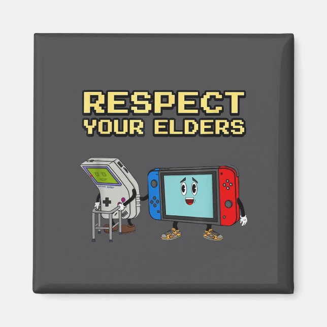 Aimant Respect Your Elders Retro Gaming Funny Gamer Contr (Devant)
