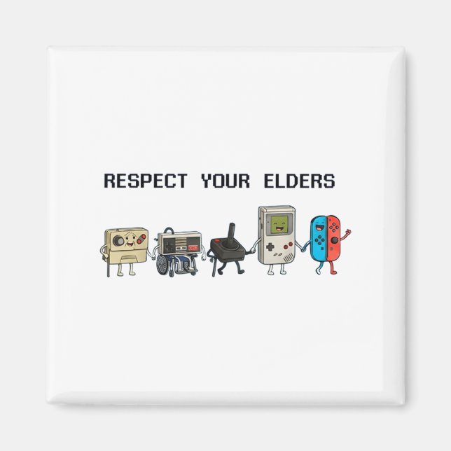 Aimant Respect Your Elders Retro Gaming Funny Gamer Contr (Devant)