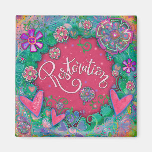 Aimant Restauration Pink Fun Floral Moderne Inspirivity