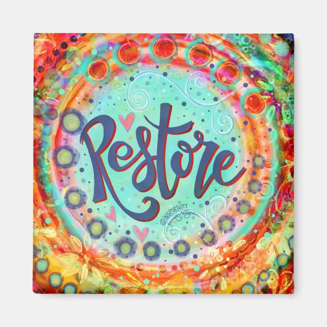 Aimant Restaurez Plutôt Inspirationnel Colorful Whimsical (Devant)