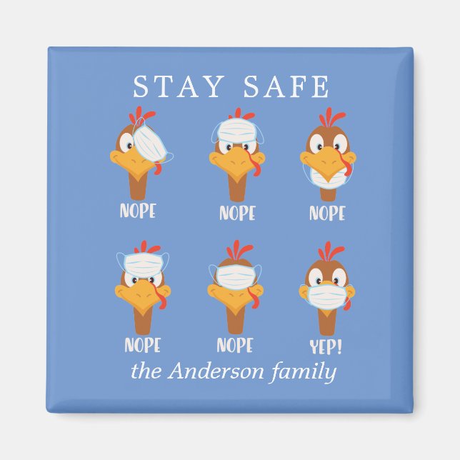 Aimant rester en sécurité turquie visage masque pandémie  (Devant)