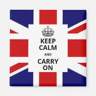 Aimant Restez calme et continuez sur Magnet. Union Jack b