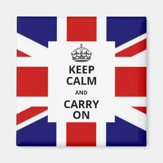 Aimant Restez calme et continuez sur Magnet. Union Jack b