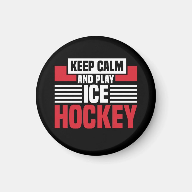 Aimant Restez tranquille Jouer Hockey (Devant)