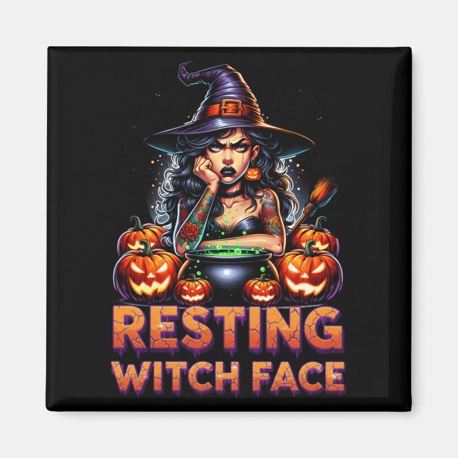 Aimant Resting Witch Face Funny Sarcastic Halloween Rude  (Devant)