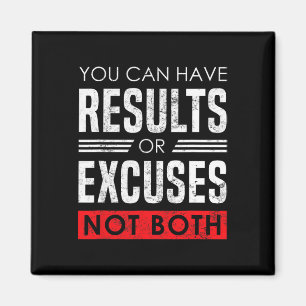 Aimant Résultats ou Excuses - Citation Motivante de Muscu