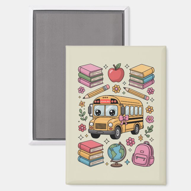 Aimant Retourner à l'école Coquette Enseignant Maternelle (Recto/Verso)