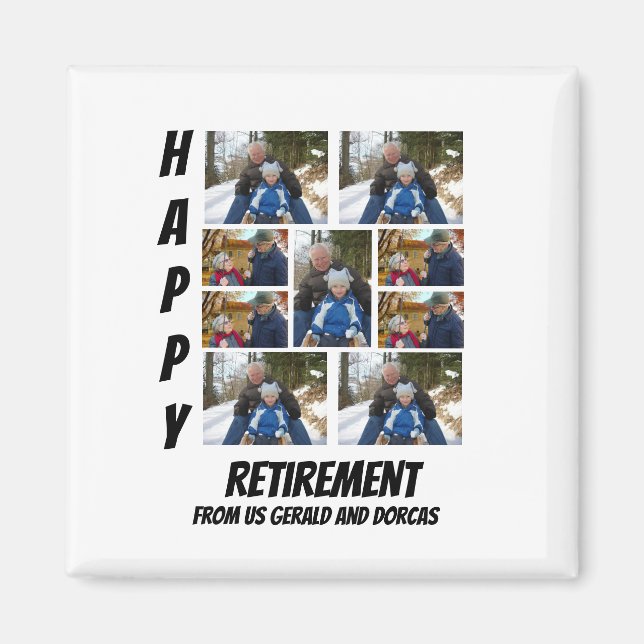 Aimant Retraite simple personnalisée 9 Photo Collage (Devant)