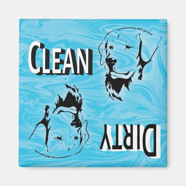 Aimant Retriever Chien Nettoyer Lave-vaisselle sale Rever (Devant)
