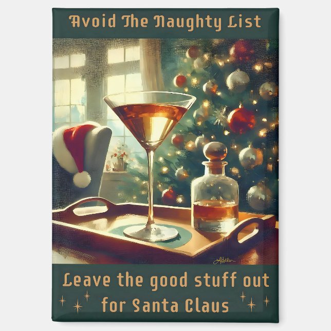 Aimant Retro 50s Avoid The Naughty List Christmas Martini (Recto)