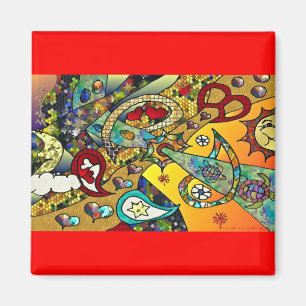 Aimant Retro 60s Psychedelic Cycle de vie Cadeaux Vêtemen