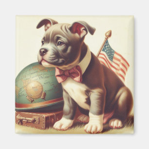 Aimant Retro American Pit Bull Terrier Peinture