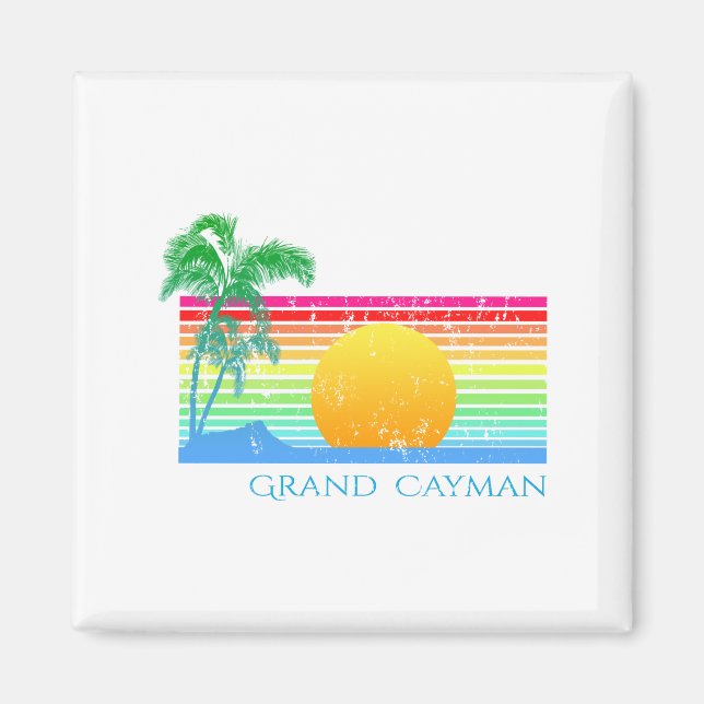 Aimant Retro Beach Grand Cayman (Devant)