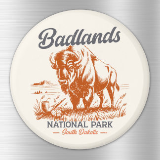Aimant Retro Bison – Badlands National Park 
