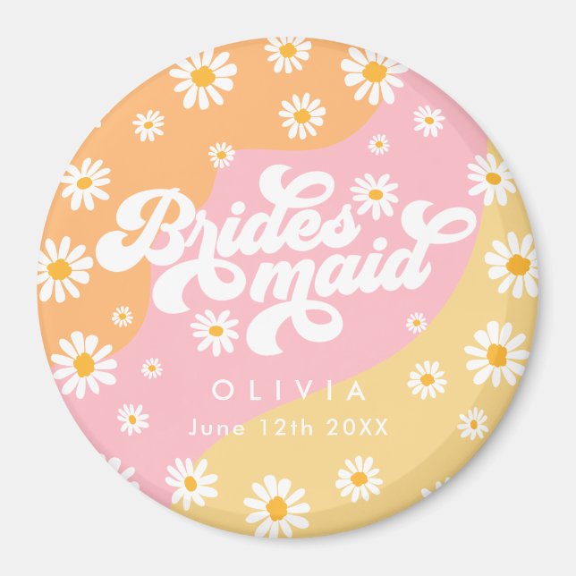 Aimant Retro Boho Daisy Cadeau de femme de chambre person (Devant)