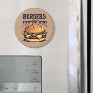 Aimant Retro Burger Lover Typographie Vintage Art aliment