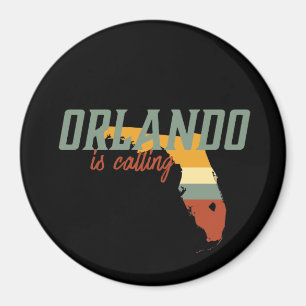 Aimant Rétro carte vintage de ville d'Orlando la Floride