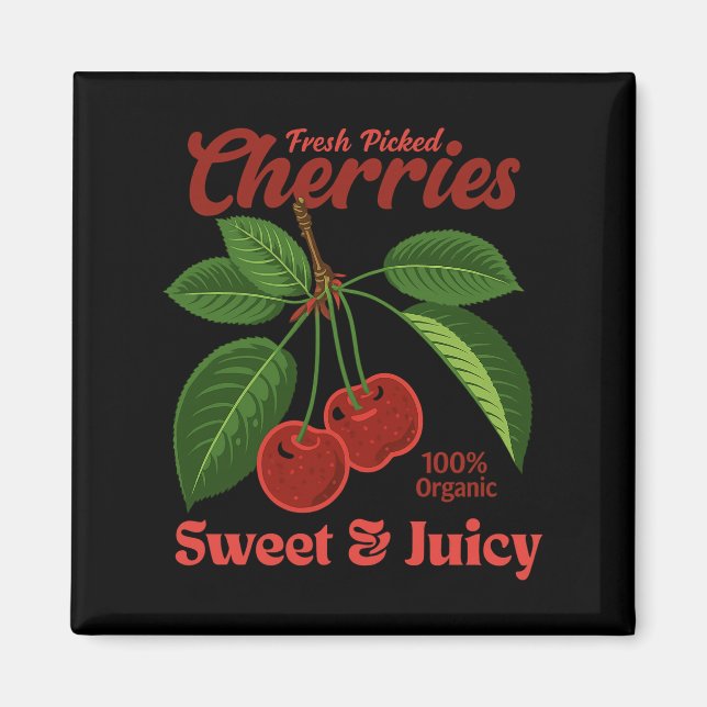 Aimant Retro Cerises Fruit Commercial Graphisme Art Style (Devant)