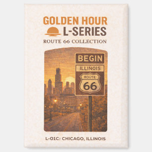 Aimant Rétro Chicago Route 66 Point de départ Monument ar