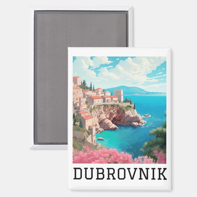 Aimant Retro Classique Dubrovnik Croatie (Recto/Verso)