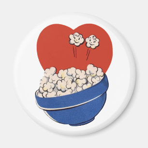 Aimant Retro Cute Humour, Bowl of Popcorn pour les films!