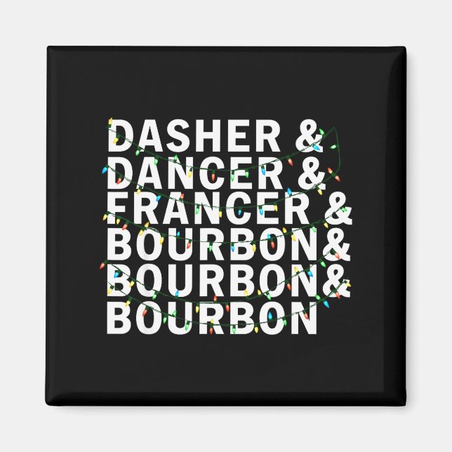 Aimant Retro Dasher Dancer Prancer Bourbon Christmas Funn (Devant)