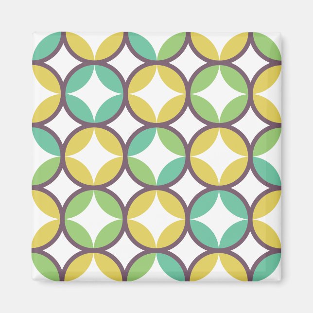 Aimant Retro Diamond dans Circle Pattern Blue Green Gold (Devant)