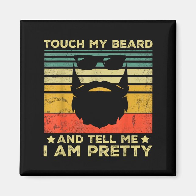Aimant Retro Funny Beard Quote Gift For Bearded Men And L (Devant)