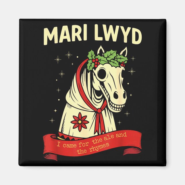 Aimant Retro Funny Folklore Skeleton Horse Mari Lwyd Yule (Devant)
