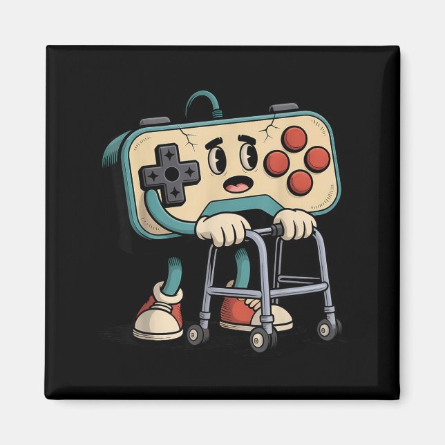 Aimant Retro Funny Old Gamer 80s 90s Clic Video Game Humo (Devant)