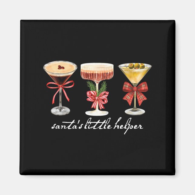 Aimant Retro Funny Santa's Little Helper Martini Merry Ch (Devant)