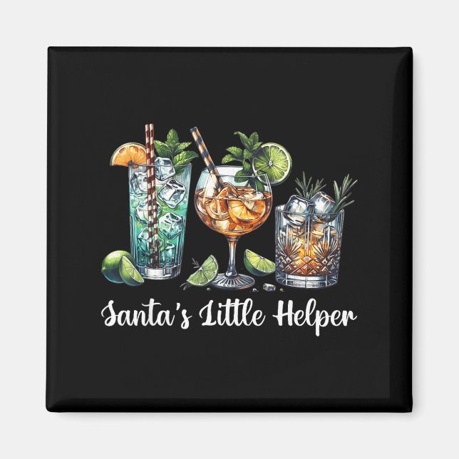 Aimant Retro Funny Santa's Little Helper Martini Merry Ch (Devant)