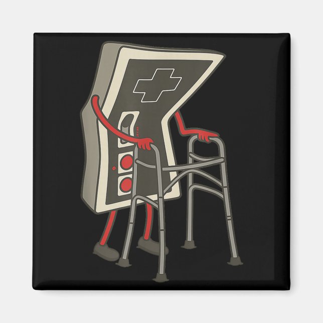Aimant Retro Gaming Controller Old Gamer With Walker Funn (Devant)