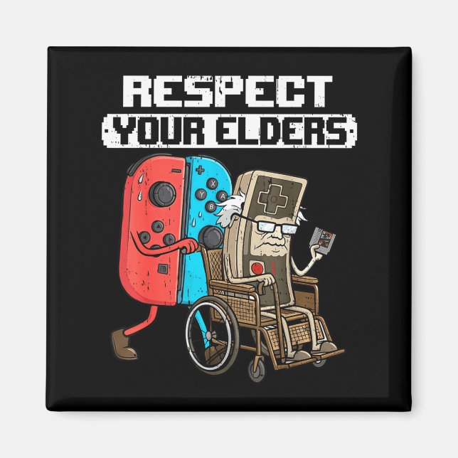 Aimant Retro Gaming Funny Gamer Controller 80s Respect Yo (Devant)