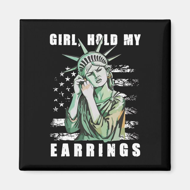 Aimant Retro Girl tient mes oreilles Anti-trump Politique (Devant)