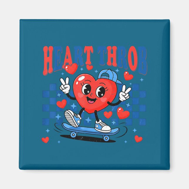 Aimant Retro Groovy Heart Throb Valentines Day Toddlers B (Devant)