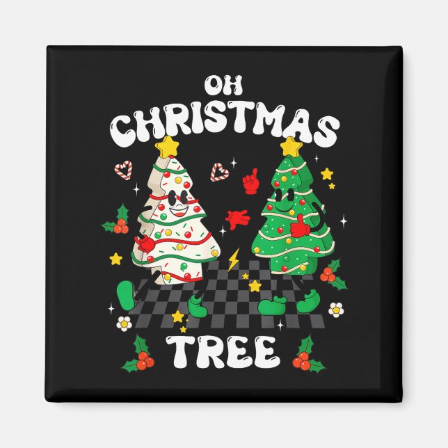 Aimant Retro Groovy Oh Christmas Tree Cake Pajamas Xmas K (Devant)