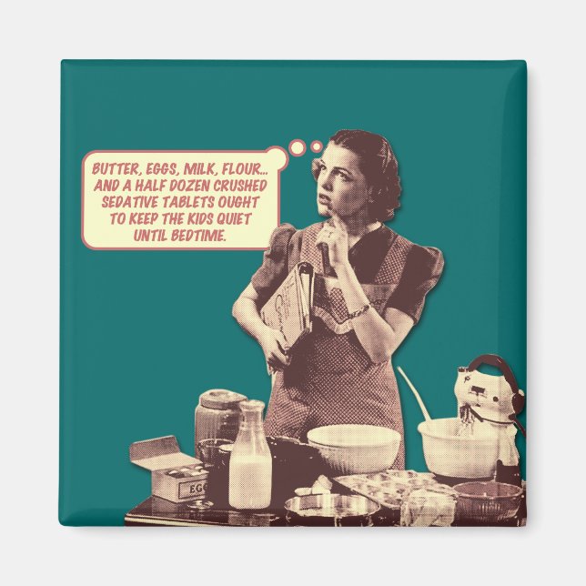Aimant Retro Grotte de famille - Recette de gâteau de tem (Devant)