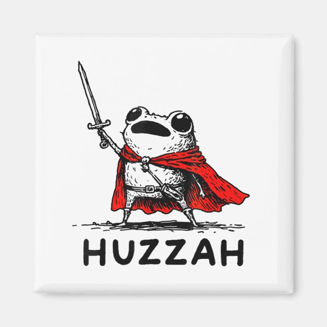 Aimant Retro Huzzah Frog Knight Funny Sword Meme Quote  (Devant)