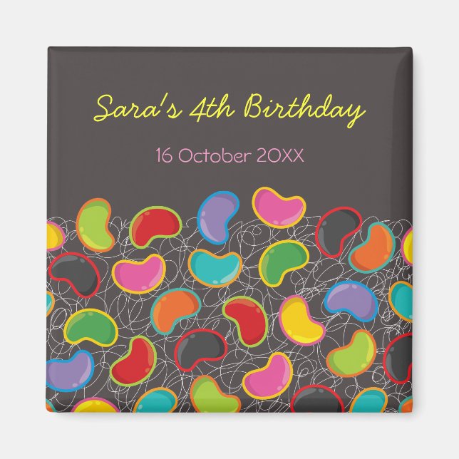 Aimant Retro Jellybeans Pop Kid's Birthday Save The Date (Devant)