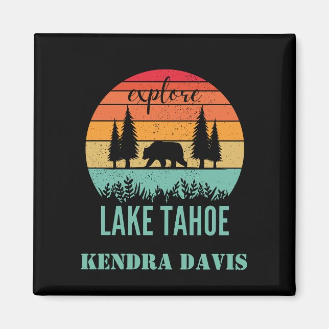 Aimant Retro Lake Tahoe California Souvenir personnalisé (Devant)