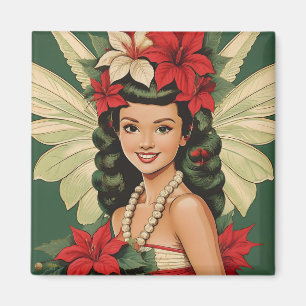 Aimant Retro les années 50 Tropical Christmas Princesse