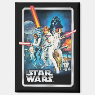 Aimant Rétro Luke Skywalker, Leia, & Han Solo Cinématogra