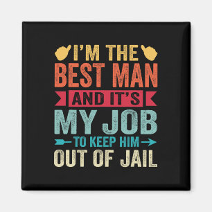 Aimant Retro Meilleur Homme Mariage Groomsmen Funny Bride