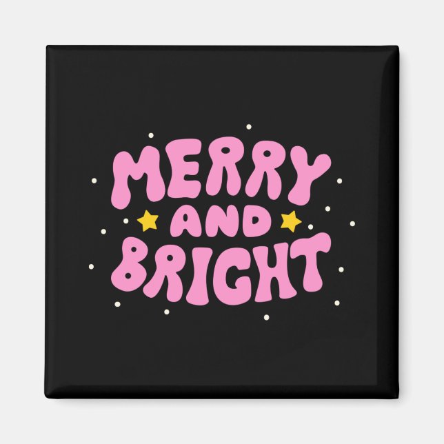 Aimant Retro Merry And Bright Holiday Design  (Devant)