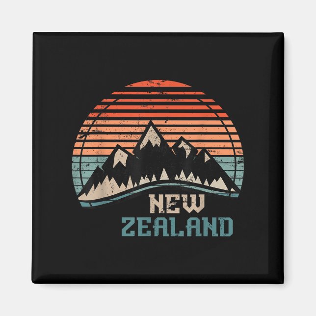 Aimant Retro Mountains New Zealand  (Devant)