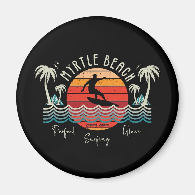 Aimant Retro Myrtle Beach Surf (Devant)