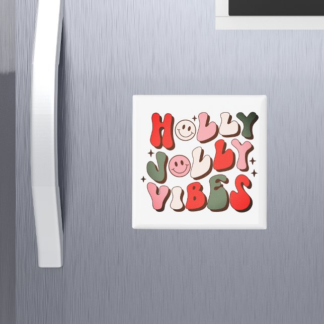 Aimant Retro Noël Holly Jolly Vibes Vacances tendance (Créateur téléchargé)