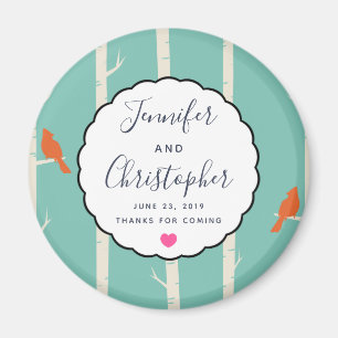 Aimant Rétro Orange Birch Trees Mariages Merci